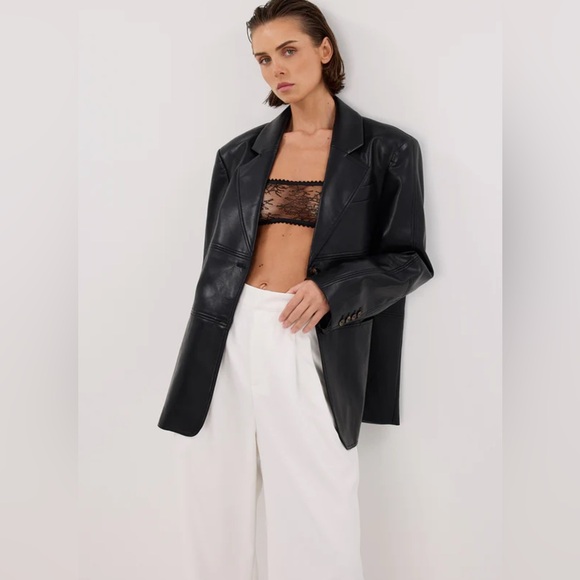 NWT Dissh MONTY BLACK FAUX LEATHER BLAZER - Picture 1 of 6